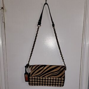 NWT "BADGLEY MISCHKA" Ponyhair/Leather Black and Tn Women's Bag